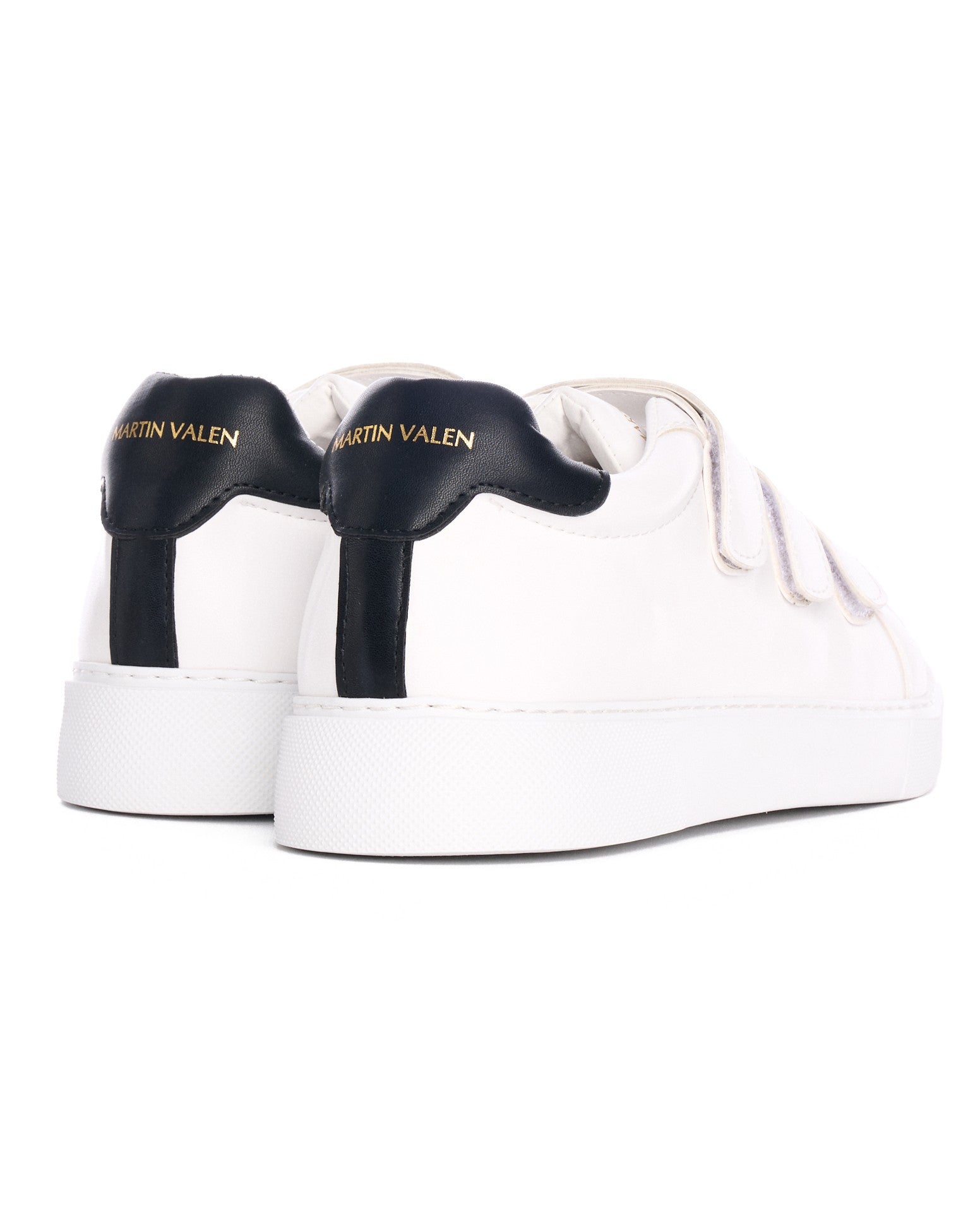 Men's White Velcro Sneakers With Black Heel Tab - MV | Martin Valen