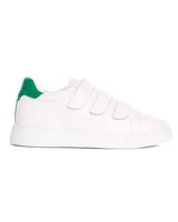 Baskets Blanches à Scratch Homme avec Empiècement Vert au Talon