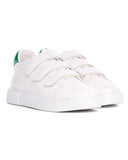 Men's White Velcro Sneakers With Green Heel Tab (2)