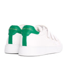 Men's White Velcro Sneakers With Green Heel Tab (4)
