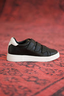 Men's Black Velcro Sneakers With White Heel Tab (5)
