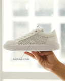 Casual Mesh Leather Sneakers in White (7)