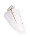 Axino Men's Casual White Sneakers With Beige Details (4)