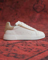 Axino Baskets Décontractées Homme Blanches avec Détails Beiges