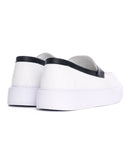 Men's White Chunky Leather Loafers With Black Mask (6)