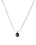 Black Stone Pendant Stainless Steel Necklace