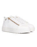 Genuine Leather White Sneakers Gold Zipper Accessory (2)
