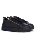 Genuine Leather Black Sneakers Gold Zipper Accessory (2)