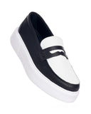Black Masked Black and White Chunky Leather Loafers (4)
