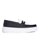 Black Masked Black and White Chunky Leather Loafers