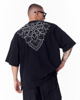 Oversized T-Shirt mit Mandala Stickerei Schwarz