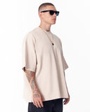 Mandala Shining Print with 3D Embroidery T-shirt Beige (6)