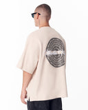 Mandala Shining Print with 3D Embroidery T-shirt Beige (4)