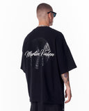 Mandala Shining Print with 3D Embroidery T-shirt Black (4)