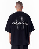 Mandala Shining Print with 3D Embroidery T-shirt Black