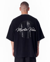 T-shirt Mandala con Stampa Lucida e Ricamo 3D Nero