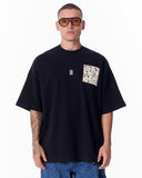 Applique Lace 3D Embroidery T-shirt Black (2)