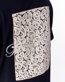Applique Lace 3D Embroidery T-shirt Black (4)