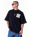 Applique Lace 3D Embroidery T-shirt Black (5)
