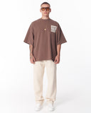 Applique Lace 3D Embroidery T-shirt Brown (12)