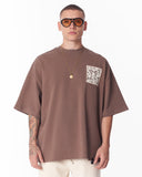 Applique Lace 3D Embroidery T-shirt Brown (4)