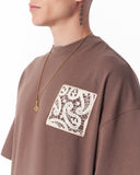 Applique Lace 3D Embroidery T-shirt Brown (6)
