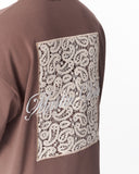 Applique Lace 3D Embroidery T-shirt Brown (3)