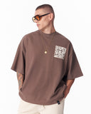 Applique Lace 3D Embroidery T-shirt Brown