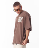 Applique Lace 3D Embroidery T-shirt Brown (10)