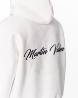 Hoodie Blanc Mandala avec Impression Brillante et Broderie 3D