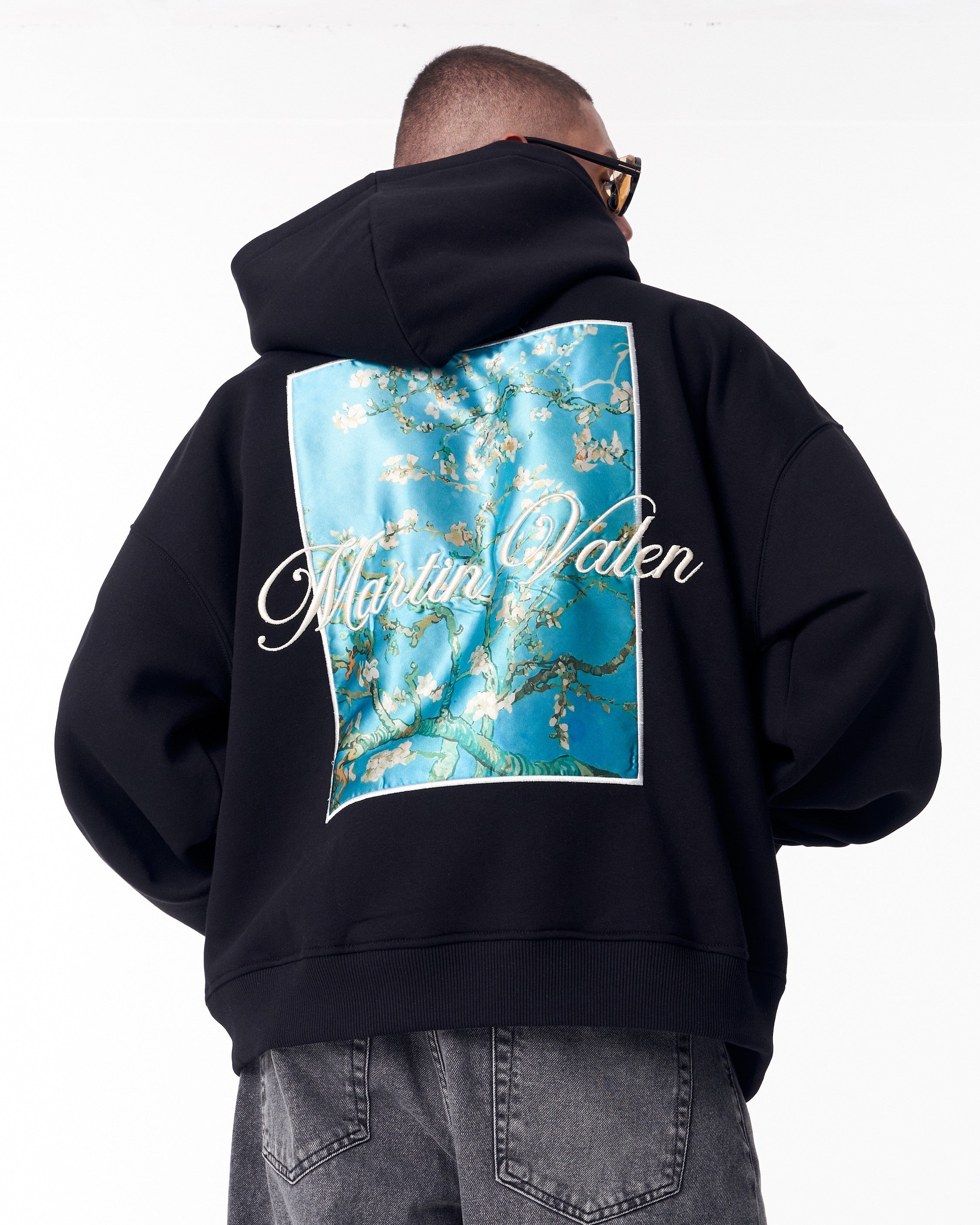 Van Gogh Blossoms Black Oversized Hoodie | Martin Valen