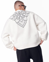 Bordado de Mandala Sweatshirt Oversize Branca