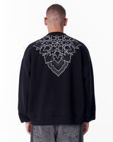Bordado de Mandala Sweatshirt Oversize Preta