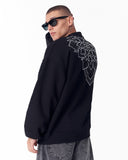 Embroidery Mandala Black Oversized Sweatshirt (10)