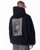 Gothic Depth Applique Patch Black Oversized Hoodie