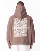 Hoodie Bruin met Kant Appliqué en 3D Borduurwerk