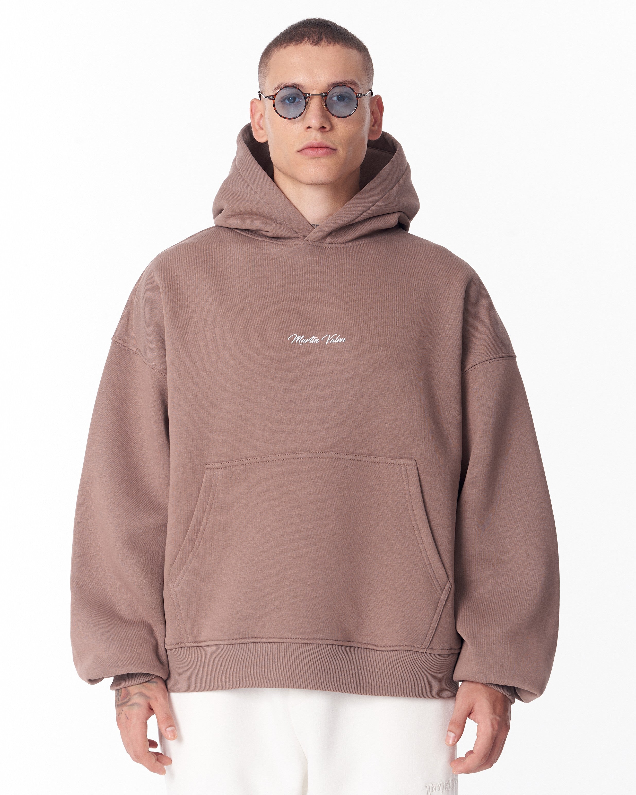 Mandala Shinning Print with 3D Embroidery Hoodie Brown | MV