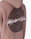 Mandala Shining Print with 3D Embroidery Hoodie Brown (2)