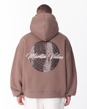 Mandala Shining Print with 3D Embroidery Hoodie Brown