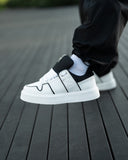 Bulky White Sneakers With Black Line and Tongue (2)