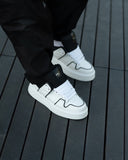 Bulky White Sneakers With Black Line and Tongue (3)