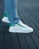 Axino Men's Casual White Sneakers With Green Details
