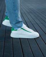 Axino Baskets Décontractées Homme Blanches avec Détails Verts