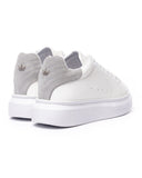 V-Harmony Women's White Shoes with Gray Suede Heel Tab (3)