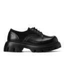 Shadow Chunky Derby Black Leather Shoes
