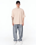 ‘777’ Men’s Oversized Beige Designer T-shirt with 3D Print Detail designed for relaxed everyday styling