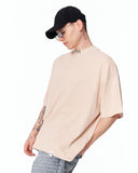 ‘777’ Men’s Oversized Beige Designer T-shirt with 3D Print Detail with wide sleeves and drop shoulder shape