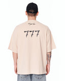 ‘777’ Men’s Oversized Beige Designer T-shirt with 3D Print Detail with a minimal front design and relaxed silhouette