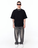 Men's Extra Oversized Basic Black T-shirt with simple black fabric and clean finish