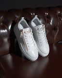 Men's Low Top Sneakers Gold Zipper Designer Shoes White
